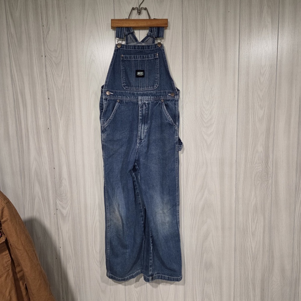 Key Industries Boys Denim Overalls Size 10 Blue Carpenter Bib Jeans Pants